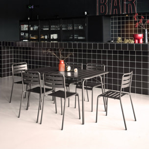 Table de jardin pliante métal + 6 assises AMÉLIA