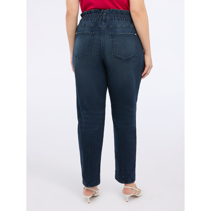 Fiorella Rubino - Jeans balloon effetto stonewashed - Blu