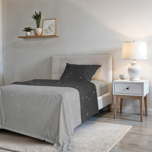 COMPLETO LETTO FASHION, 100% Microfibra, No Stiro - STARS GRIGIO