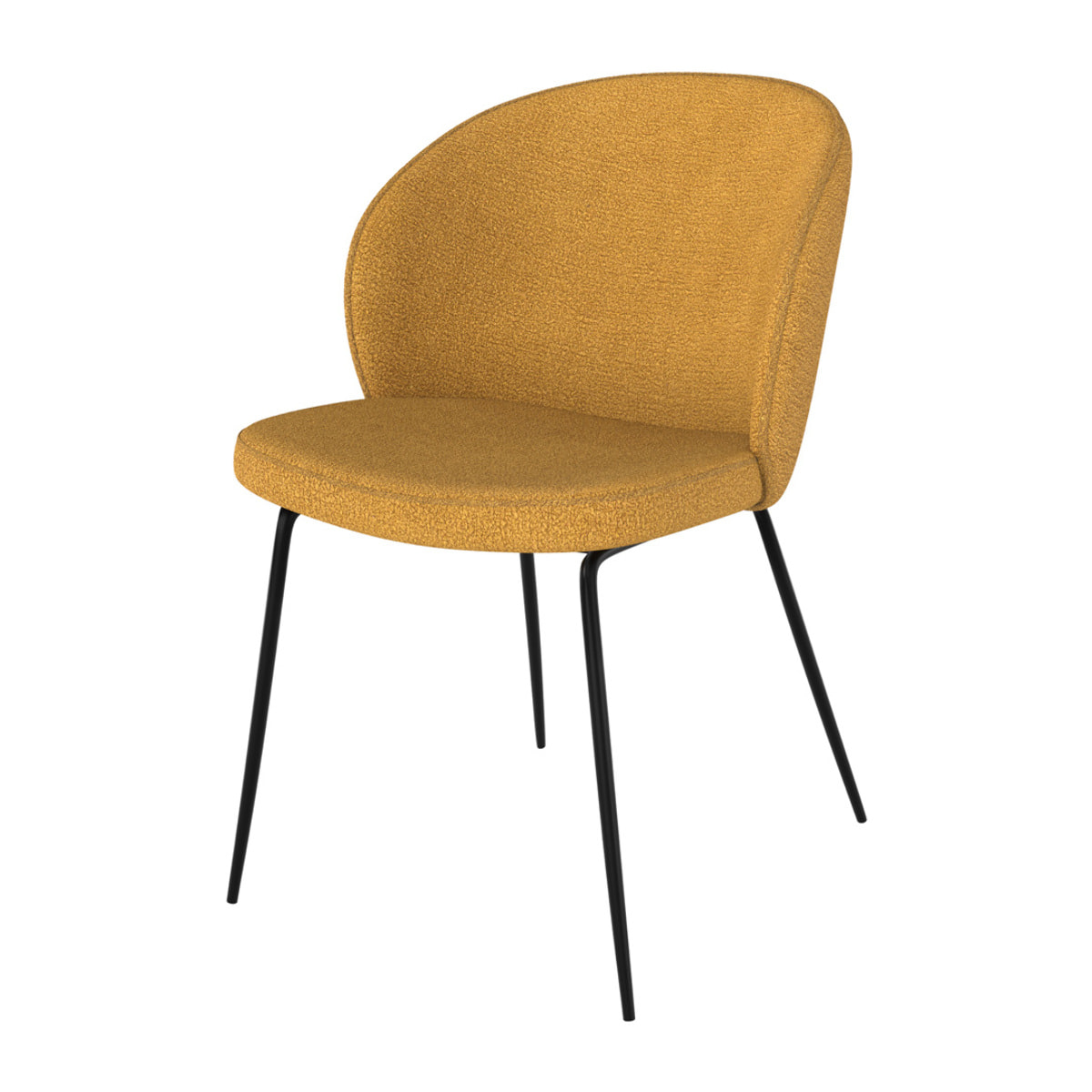 Lot de 2 chaises jaunes en tissu bouclette et pied en métal - Groom