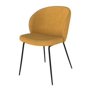 Lot de 2 chaises jaunes en tissu bouclette et pied en métal - Groom