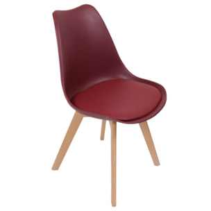 Chaise Scandinave Coque Rembourree Bordeaux - Lot De 2