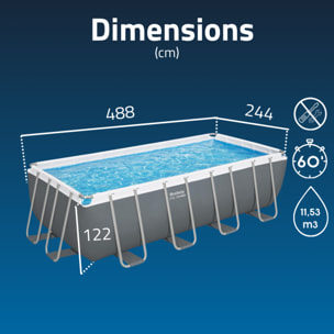 Bestway Piscine hors sol - Rectangulaire - Steel Pro Max - 488 x 244 x 122 cm - Filtre à sable