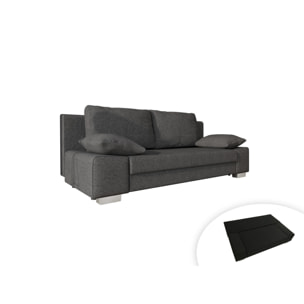 Lenny - canapé 3 places convertible - avec coffre - style contemporain - Gris foncé