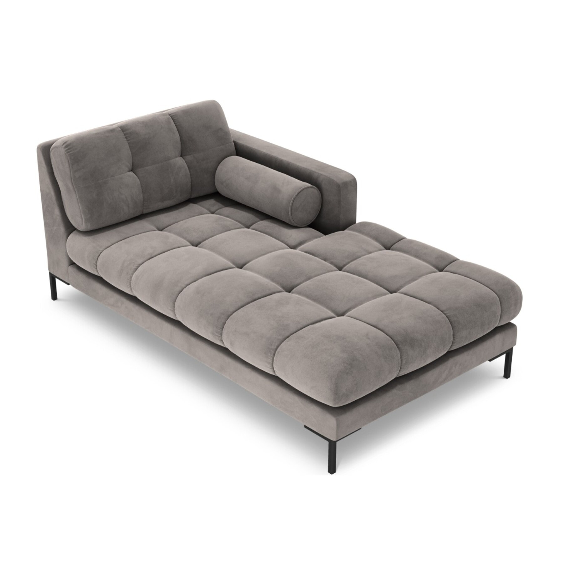 Méridienne droite "Bali" en velours gris clair