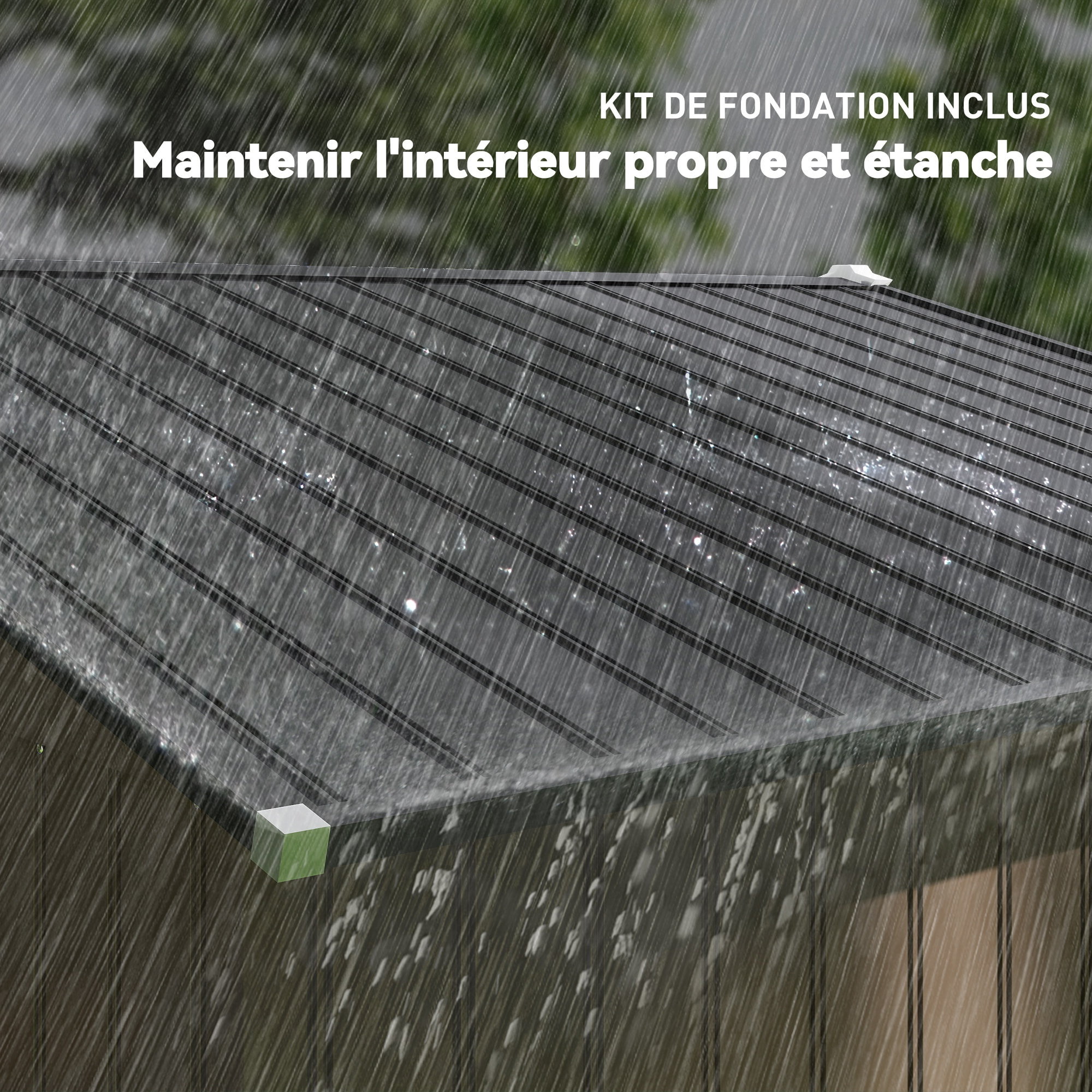 Abri de jardin - cabanon double porte coulissante, fondation incluse - 277 x 191 x 192 cm - tôle d'acier ondulée gris taupe
