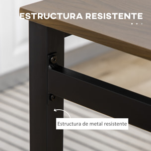Juego de Mesa y Sillas de Comedor, Mesa de Cocina Rectangular con 4 Sillas, Estilo Moderno, Marco Metálico, para Espacios Pequeños, Salón, Marrón Oscuro y Negro