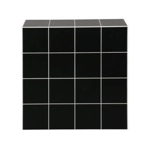 Table basse. table d'appoint cubique imitation carreaux de ciment noir 40x40cm - Kubeeek