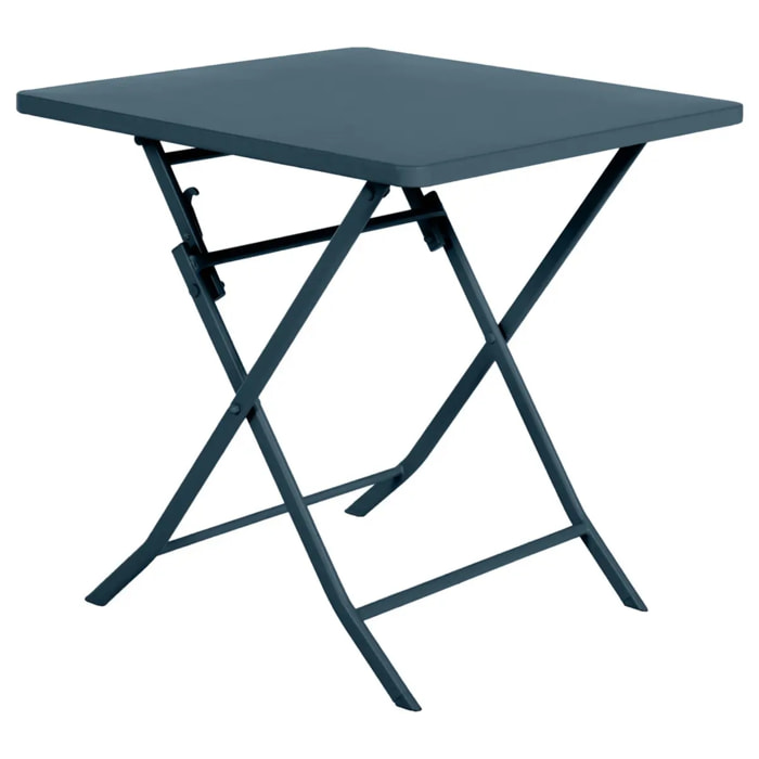 Table de jardin pliante carrée "Greensboro" pétrole 2 places en acier traité époxy