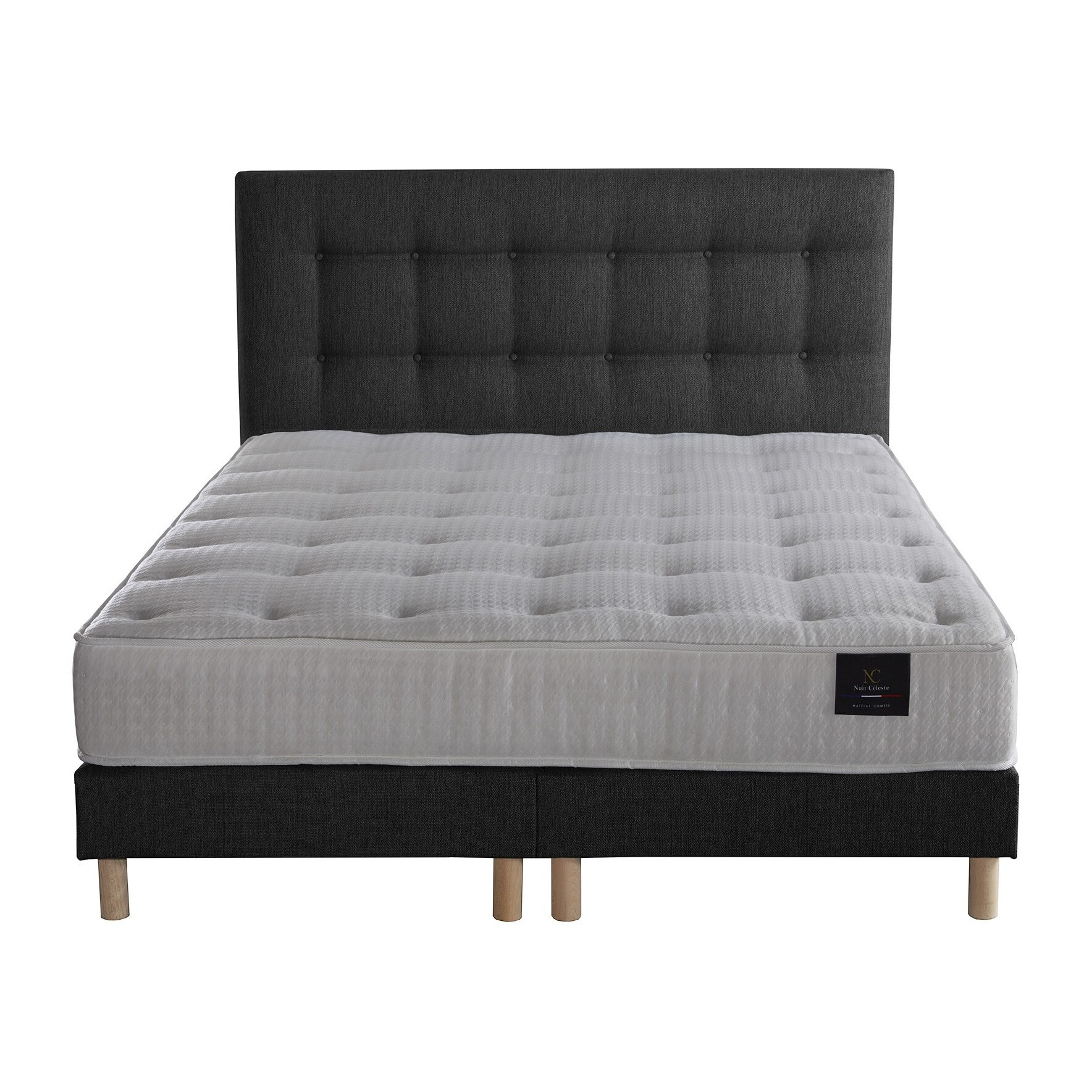 Ensemble matelas ressorts, NOVA + tête de lit capitonnée + sommier 11 cm