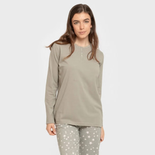 Pijama largo algodón Estrellita Verde seco