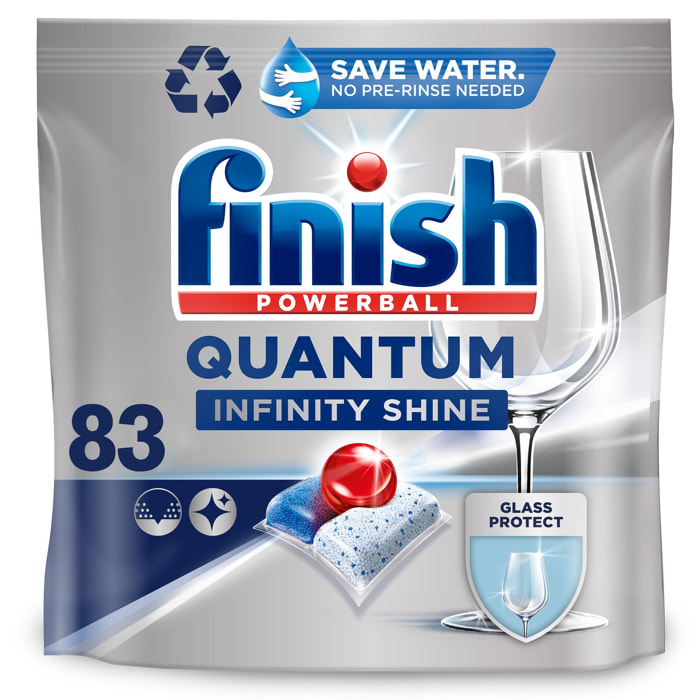 Finish Powerball Quantum Infinity Shine, pastillas para el lavavajillas, 83 pastillas
