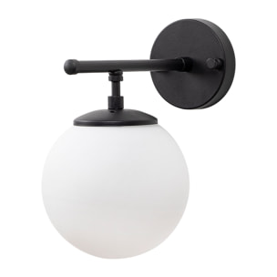 Aplique de pared pantalla blanca, metal , negro, 15x24x24, casquillo E14 Max 40 W