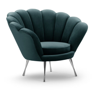 Fauteuil "Kingston" en velours pétrole