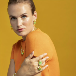 Anillo con Ojo de Gato Multicolor acabado oro 18k