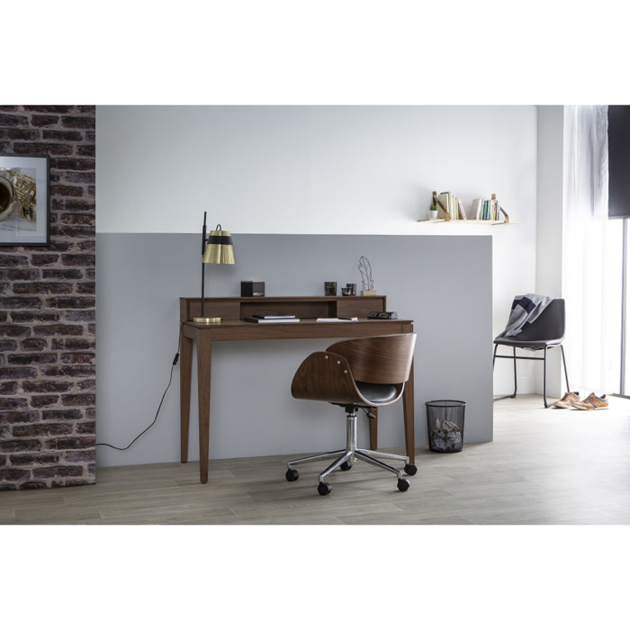 Bureau avec rangements bois foncé noyer L110 cm SEKRET