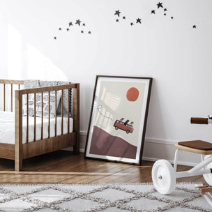 Affiche enfant aventurier Affiche + cadre en bois - Noir