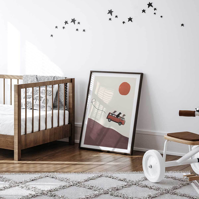 Affiche enfant aventurier Affiche + cadre en bois - Noir