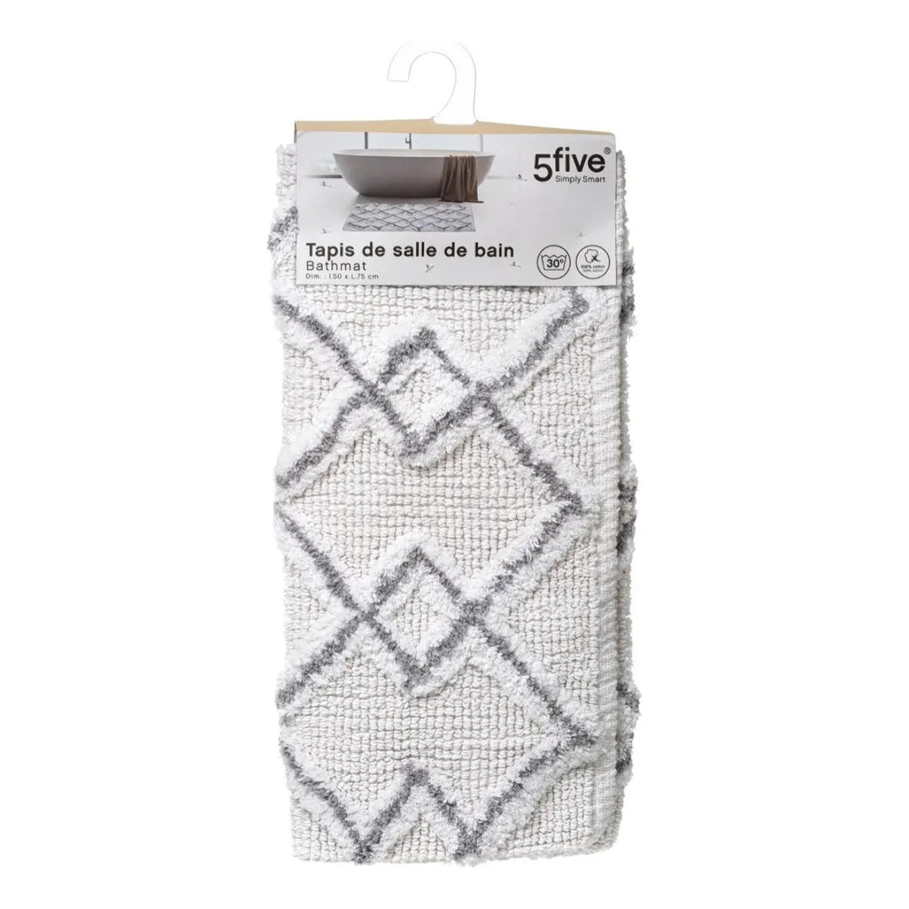 Tapis 50x75cm gris et blanc