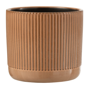 J-Line cache-pot Lignes - céramique - orange/beige - large - Ø 17.5 cm