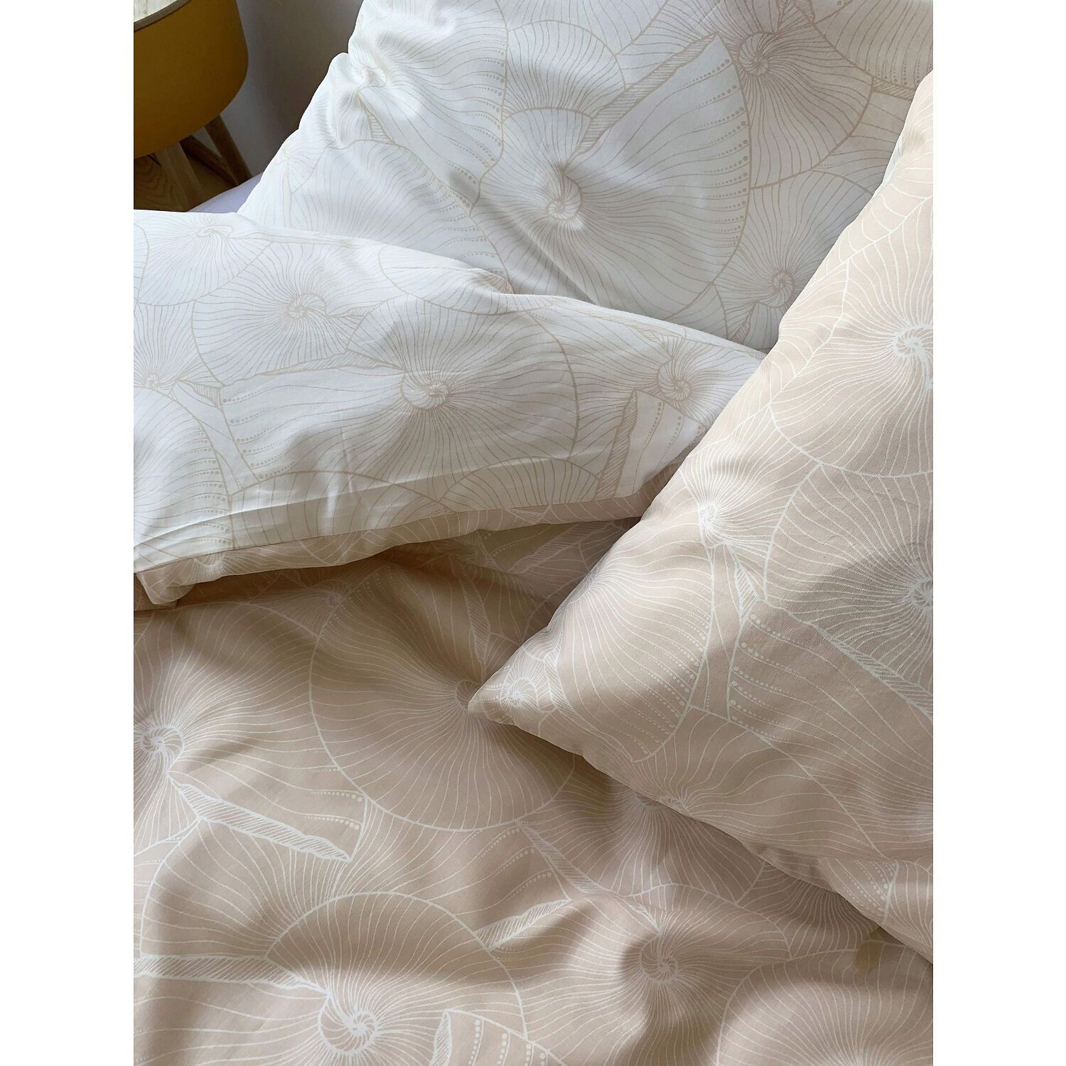 Parure Housse De Couette 3pcs 100% coton Lyocell 57fils Plage Revers.