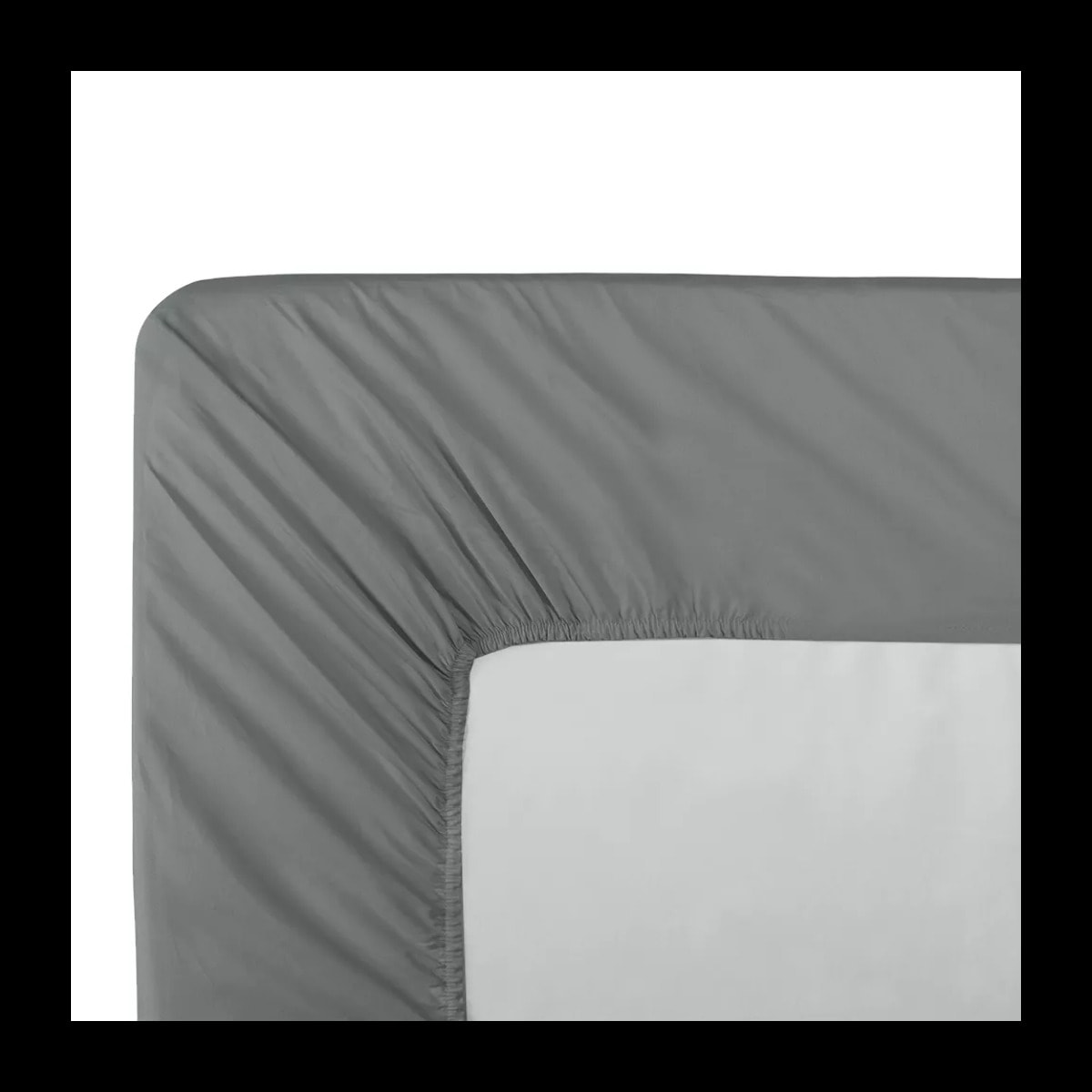 Drap housse b40 percale de coton uni anthracite La percale francaise acier