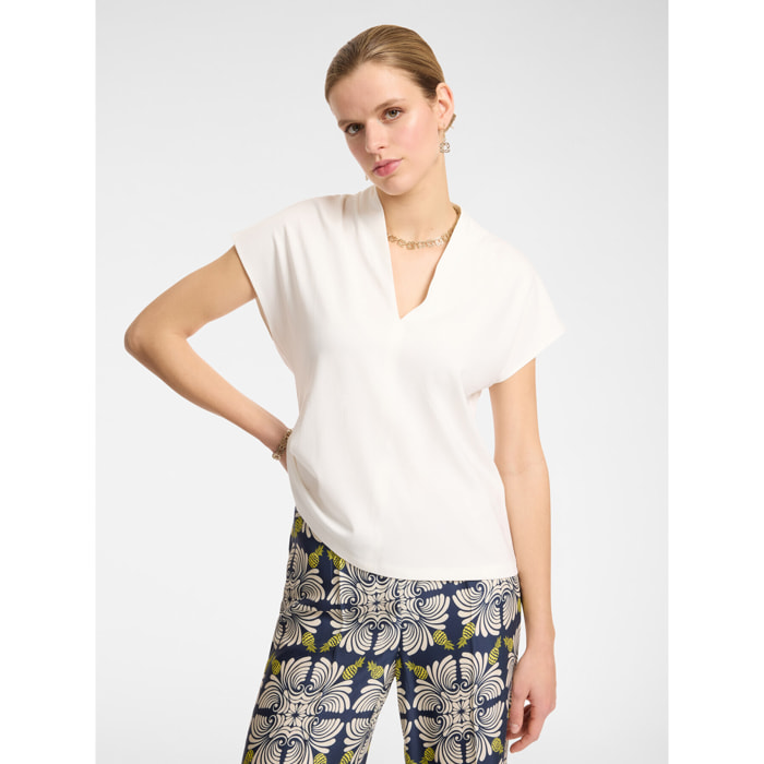 Elena Mirò - Camiseta con cuello alto - Blanco