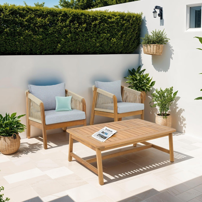 Salon de jardin 2 places en bois FSC - SYMI