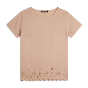 T-shirt regular in cotone con ricami Sangallo