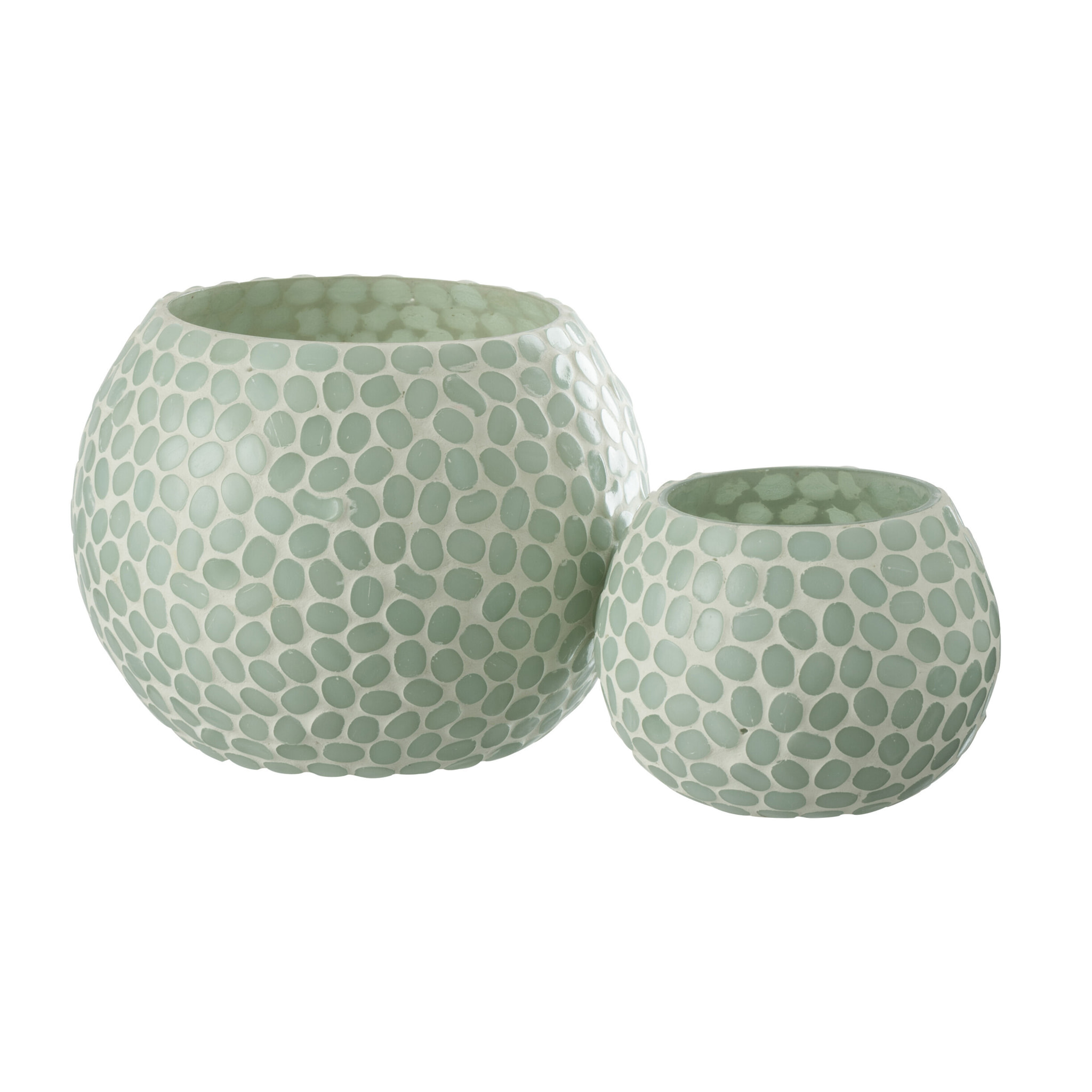 J-Line bougeoir Boule - verre - blanc/bleu clair - large