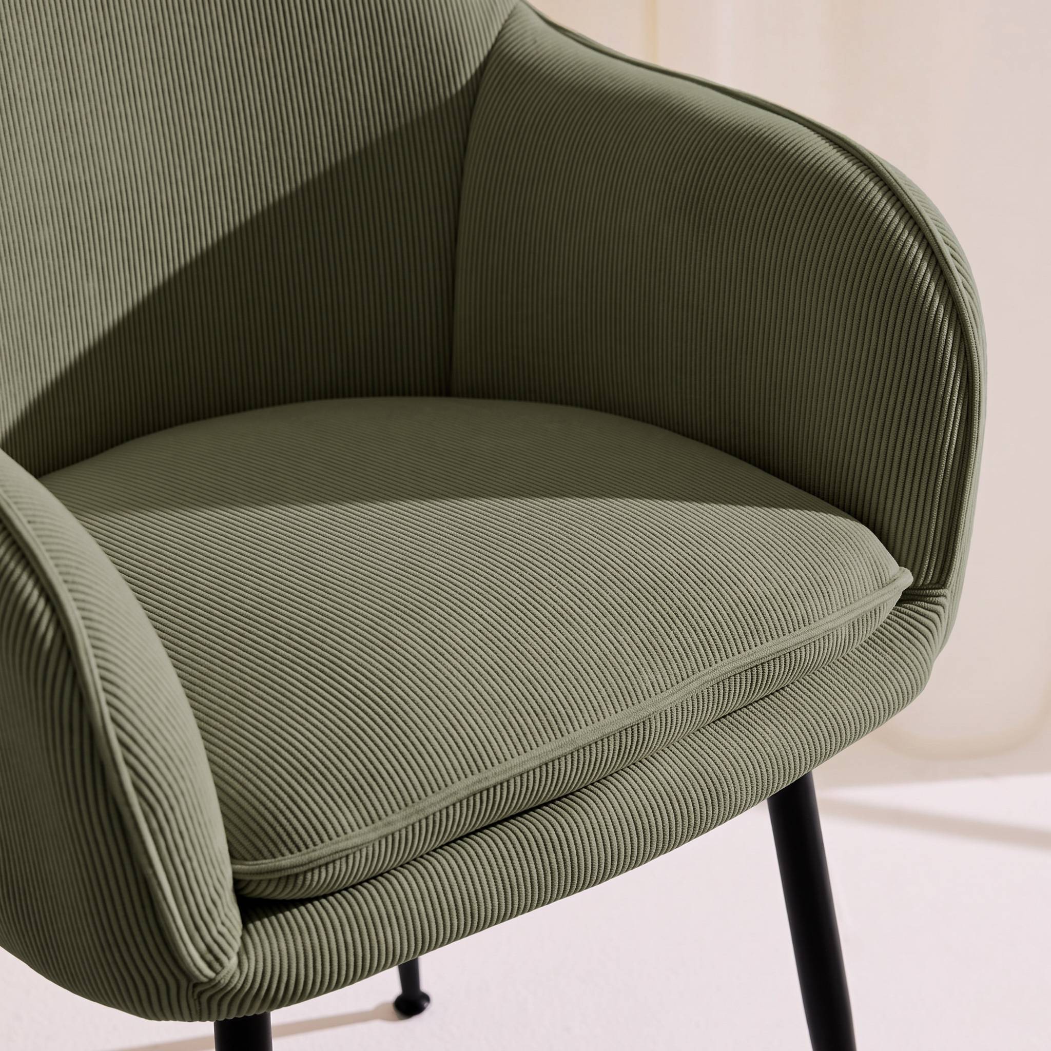 Fauteuil velours côtelé et pieds métal (lot de 4) SHELLA