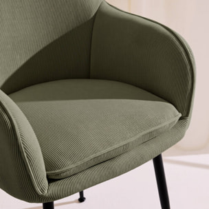 Fauteuil velours côtelé et pieds métal (lot de 4) SHELLA