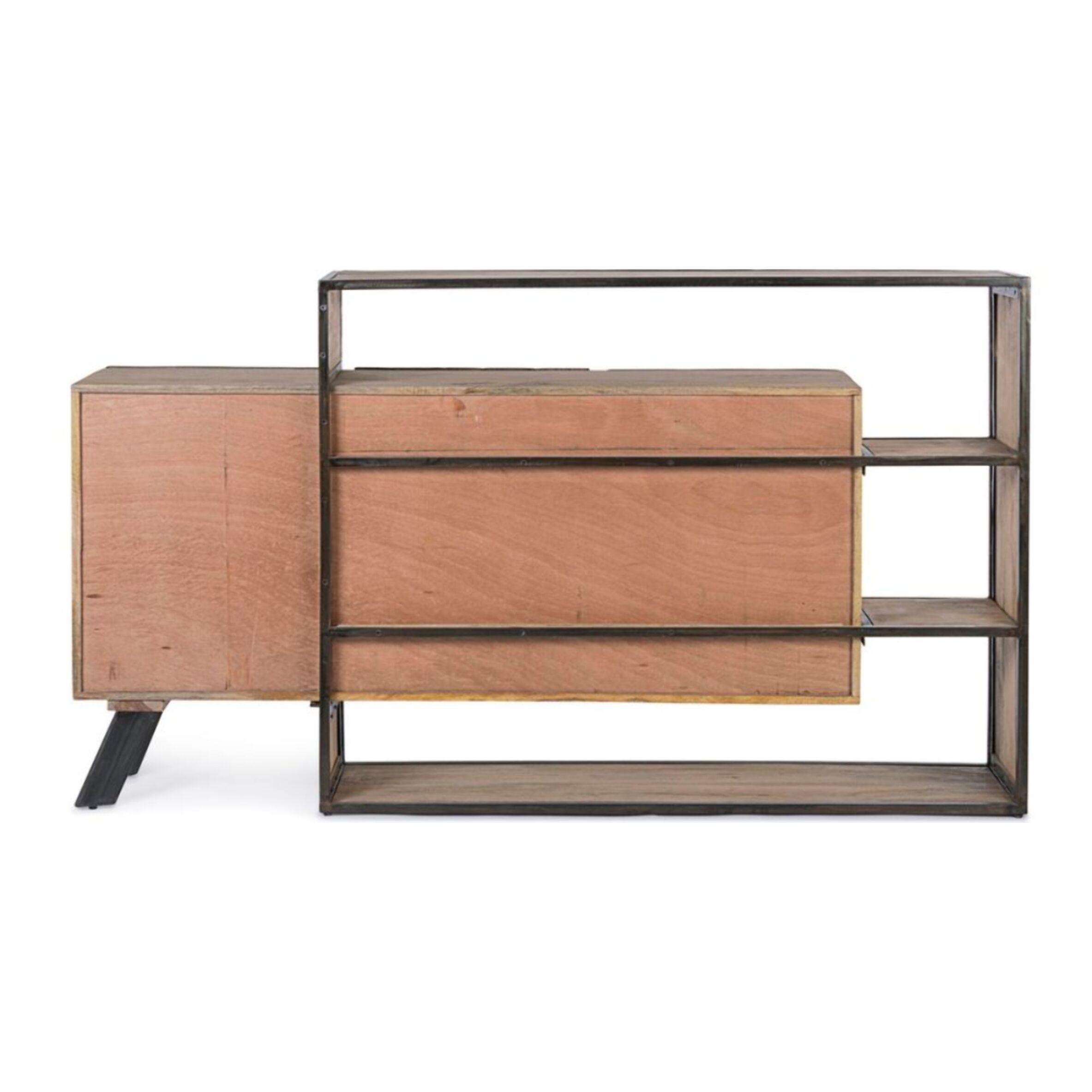 Credenza MANCHESTER in legno di mango e acciaio nero, 175x38x100 cm