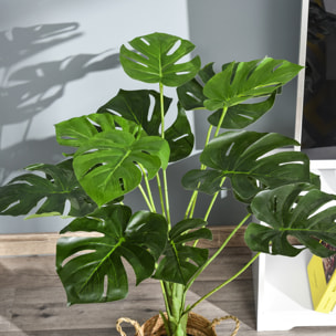 Arbre artificiel plante artificielle Monstera H. 85 cm tronc branches lichen feuilles de tortue grand réalisme pot inclus