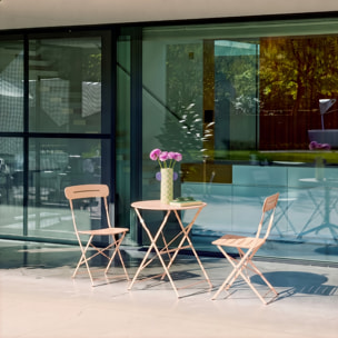 Table de jardin bistrot pliante ronde acier + 2 assises BALCONEA