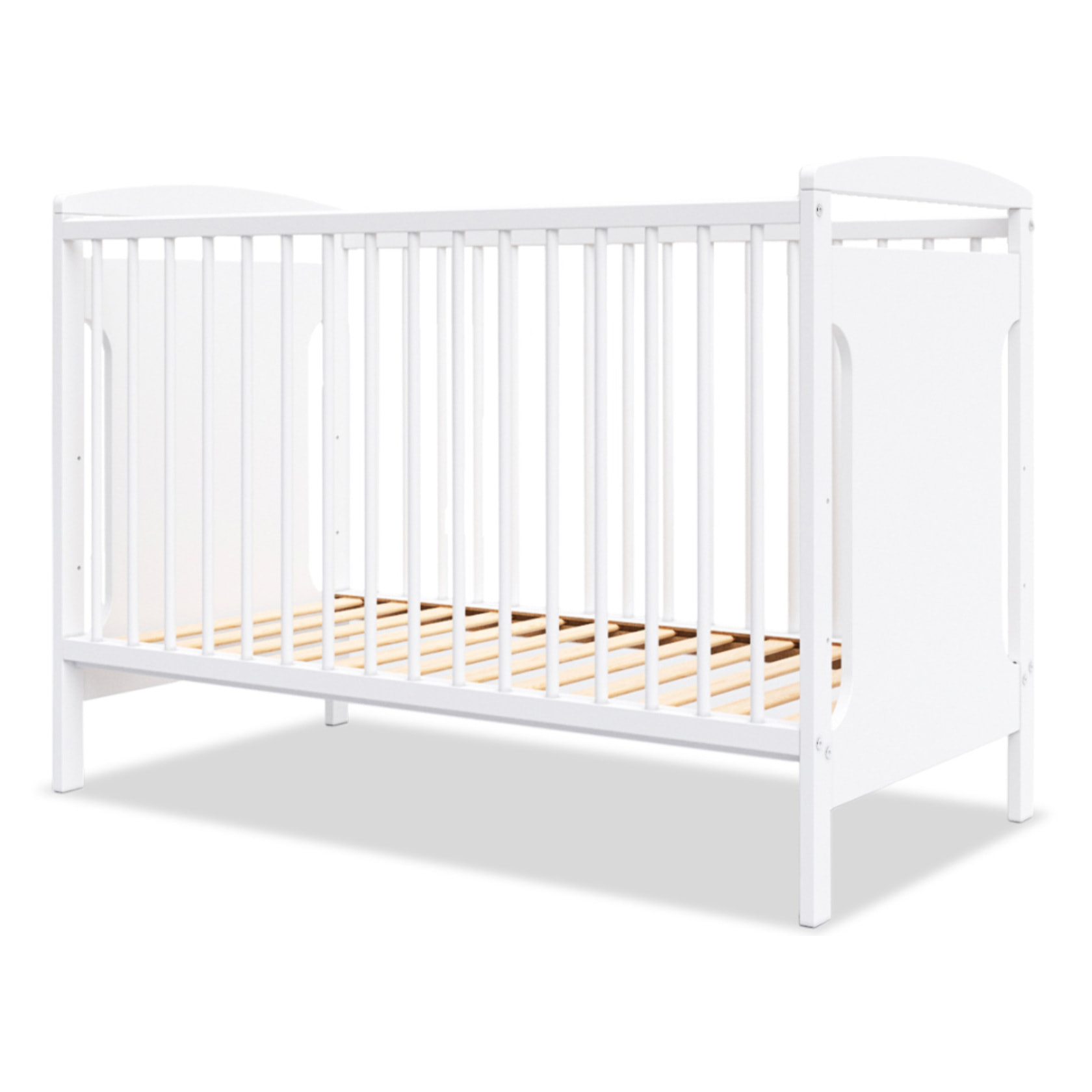 Lit Bébé Évolutif Margot 60x120 cm en Bois, Blanc, Sommier Réglable 3 Hauteurs, Barreaux Amovibles