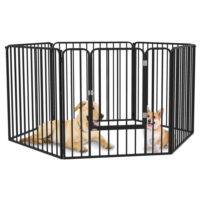 Parc enclos modulable pour chien porte 6 panneaux noir