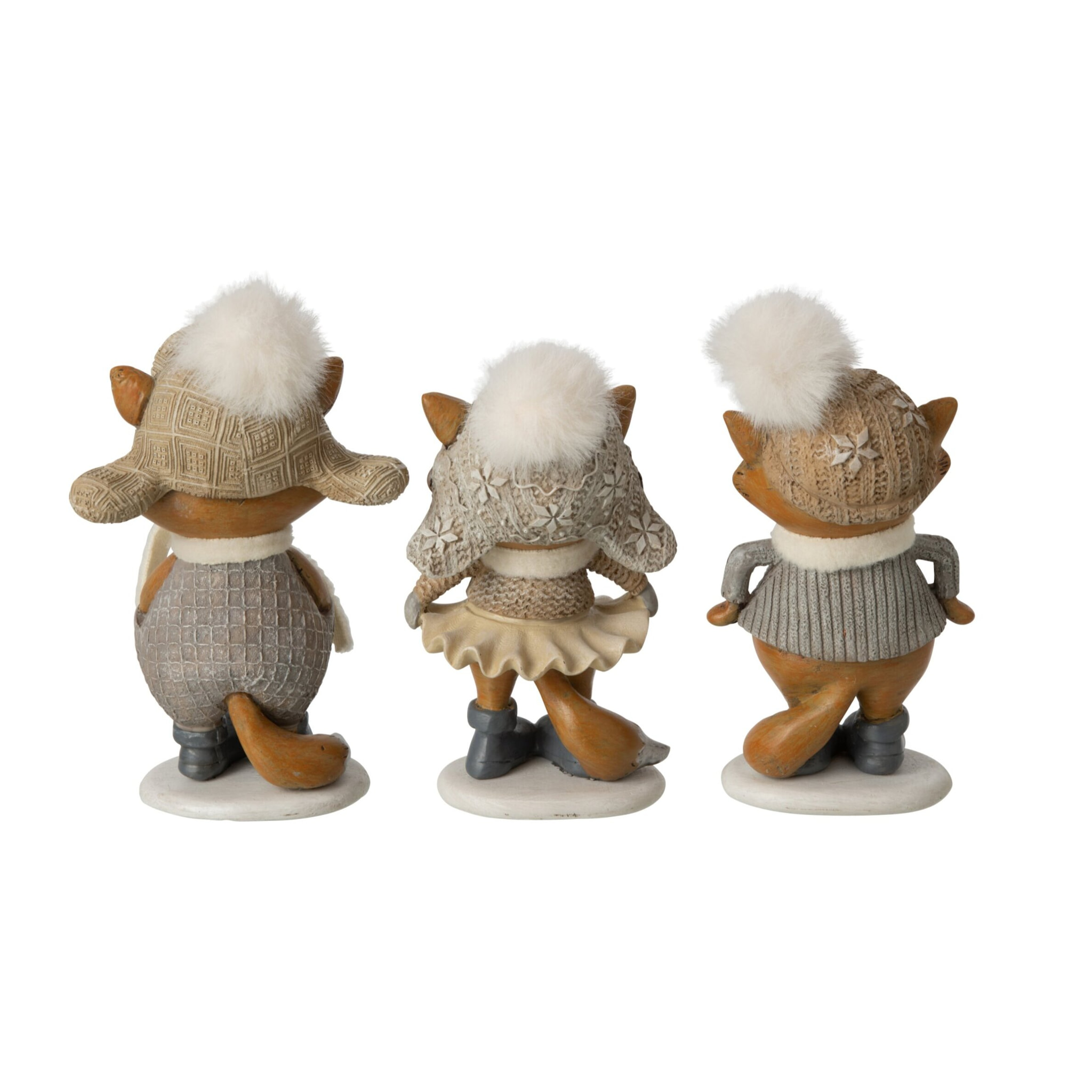 J-Line Renard hiver - polyester - gris/marron - small - assortiment de 3