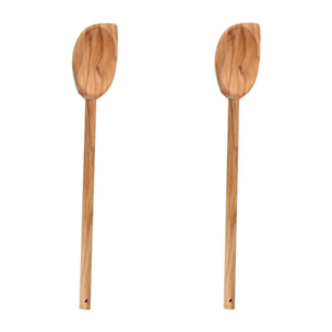 Ensemble de 2 Cuillères de cuisine en bois à bout pointu Fackelmann Édition Bois d'olivier