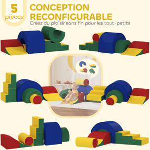 5 blocs de construction en mousse XXL - modules de motricité - certifiés normes EN71-1-2-3 - multicolore
