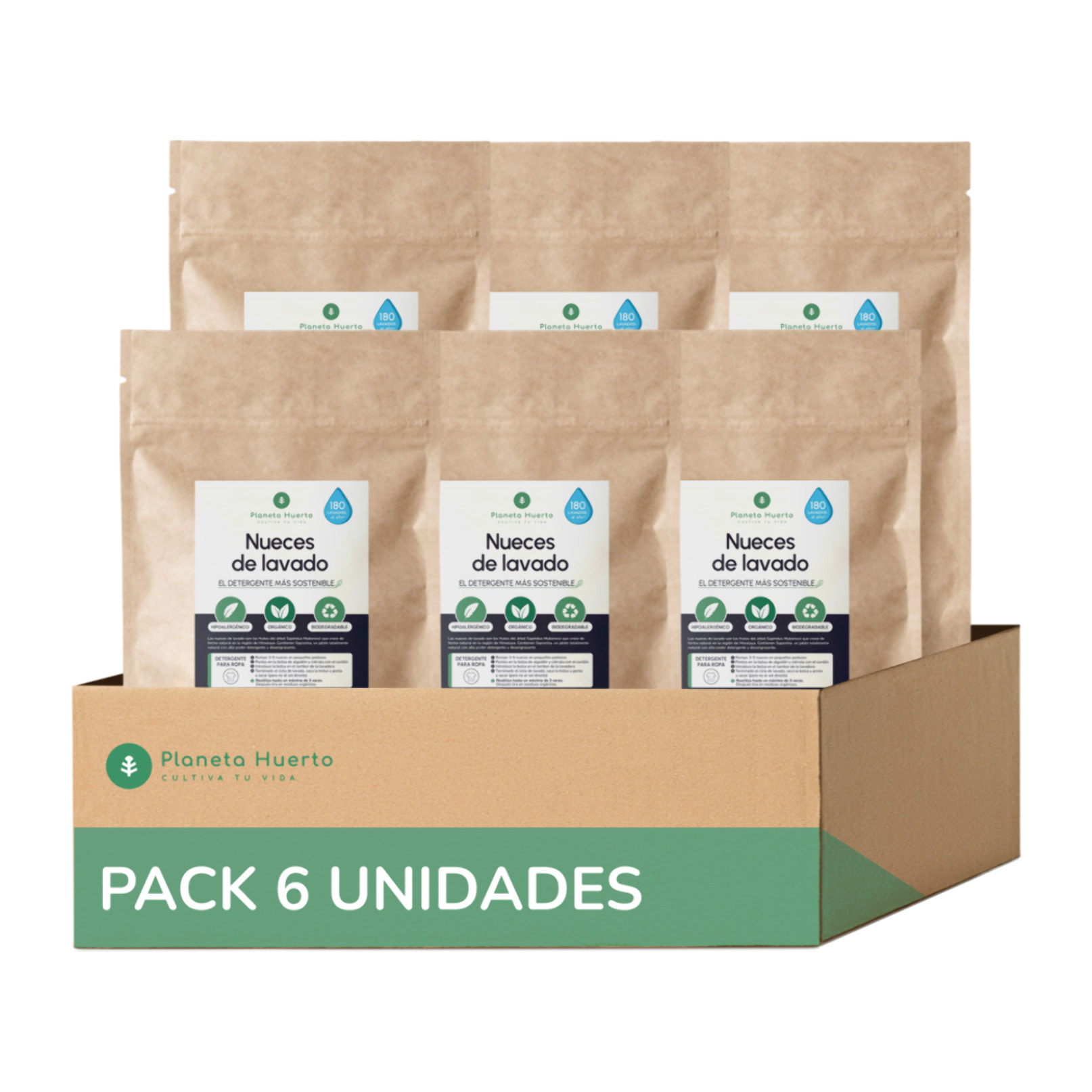 PLANETA HUERTO | Pack 6x Nueces de Lavado 700g - Detergente Natural y Biodegradable para 180 Lavados | Ideal para Bebés y Pieles Sensibles