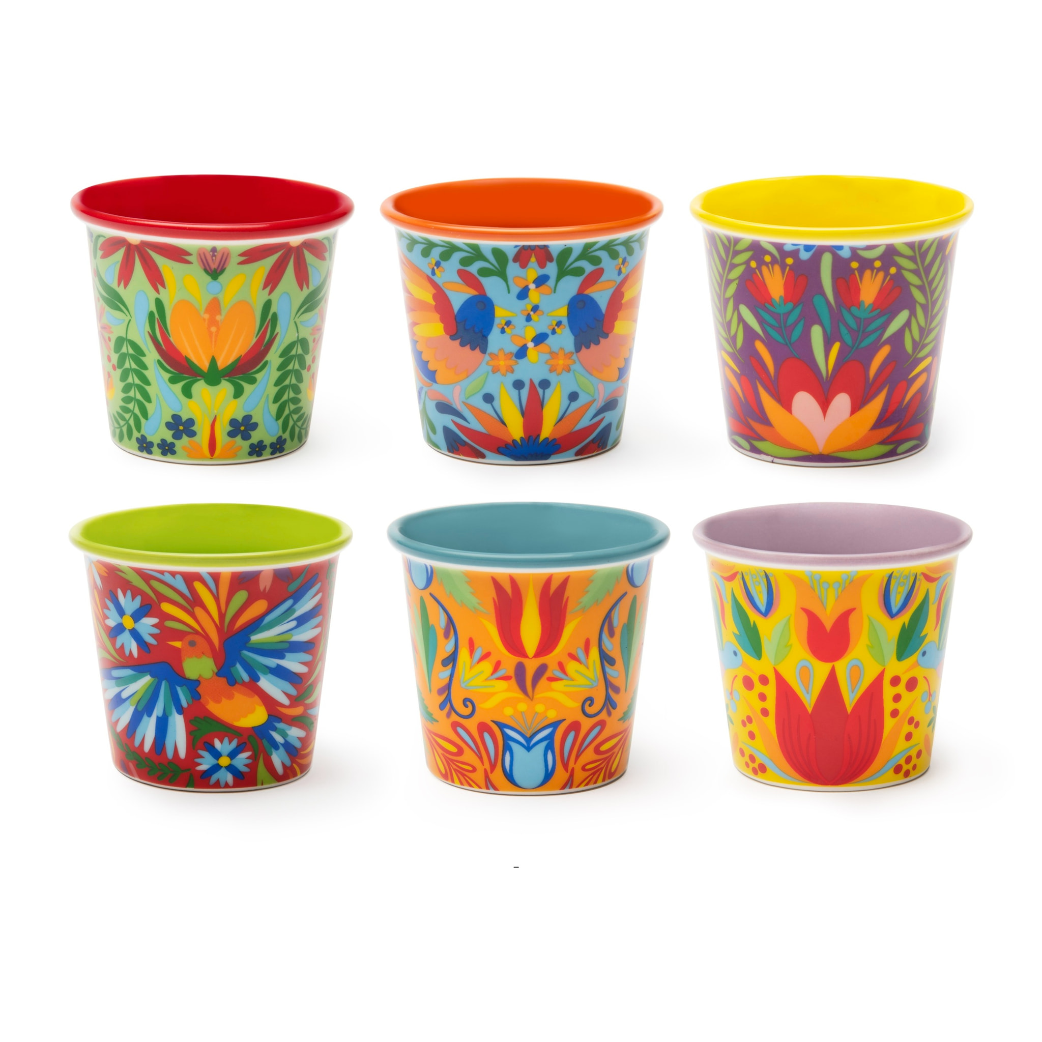 Set 6 Bicchierini Caffè Excelsa – Mexican Flowers, New Bone China Multicolore