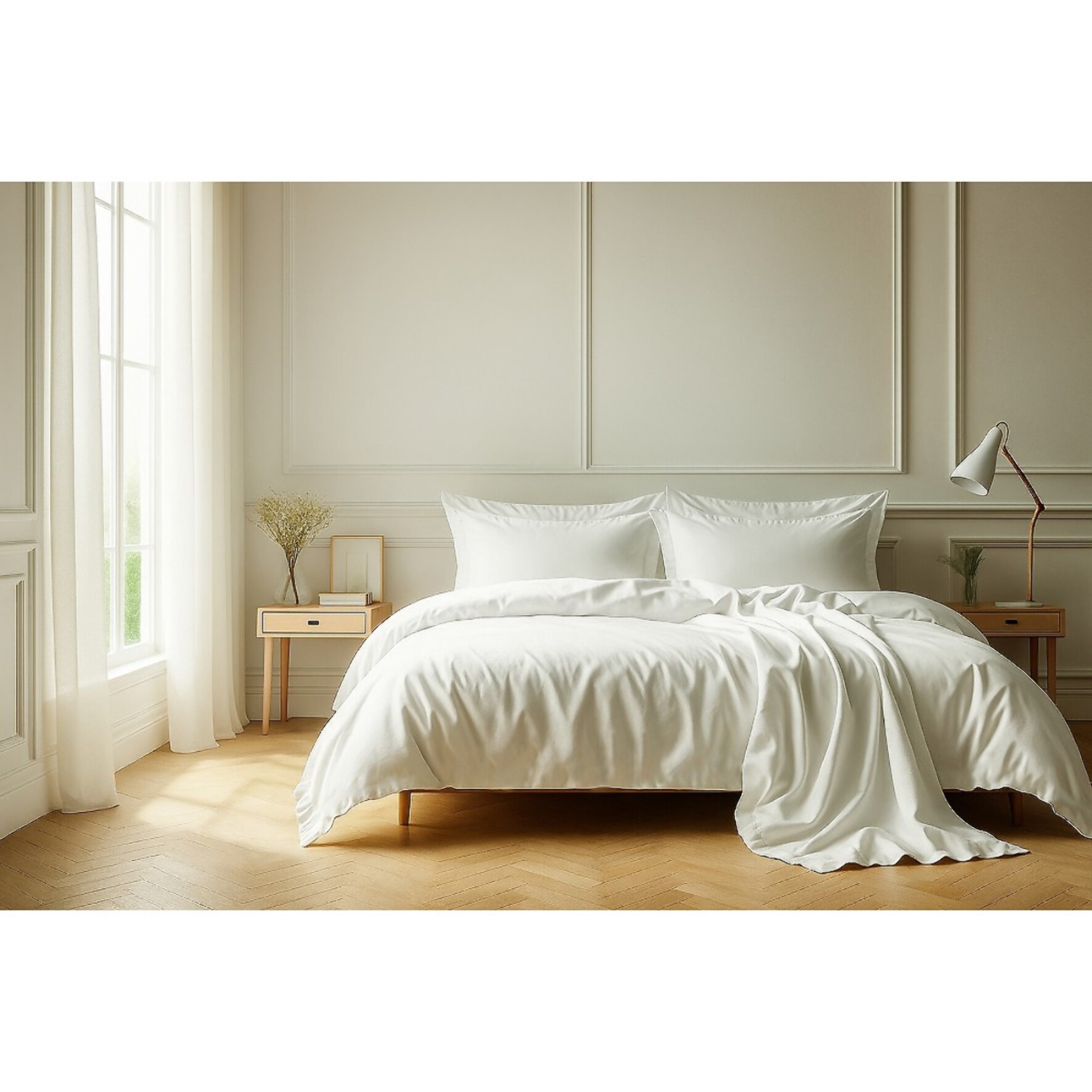 Drap Housse - Bonnet 35cm 100% Coton 57fils Blanc