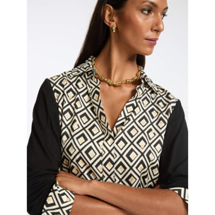 Elena Mirò - T-shirt dalla stampa geometrica - Nero