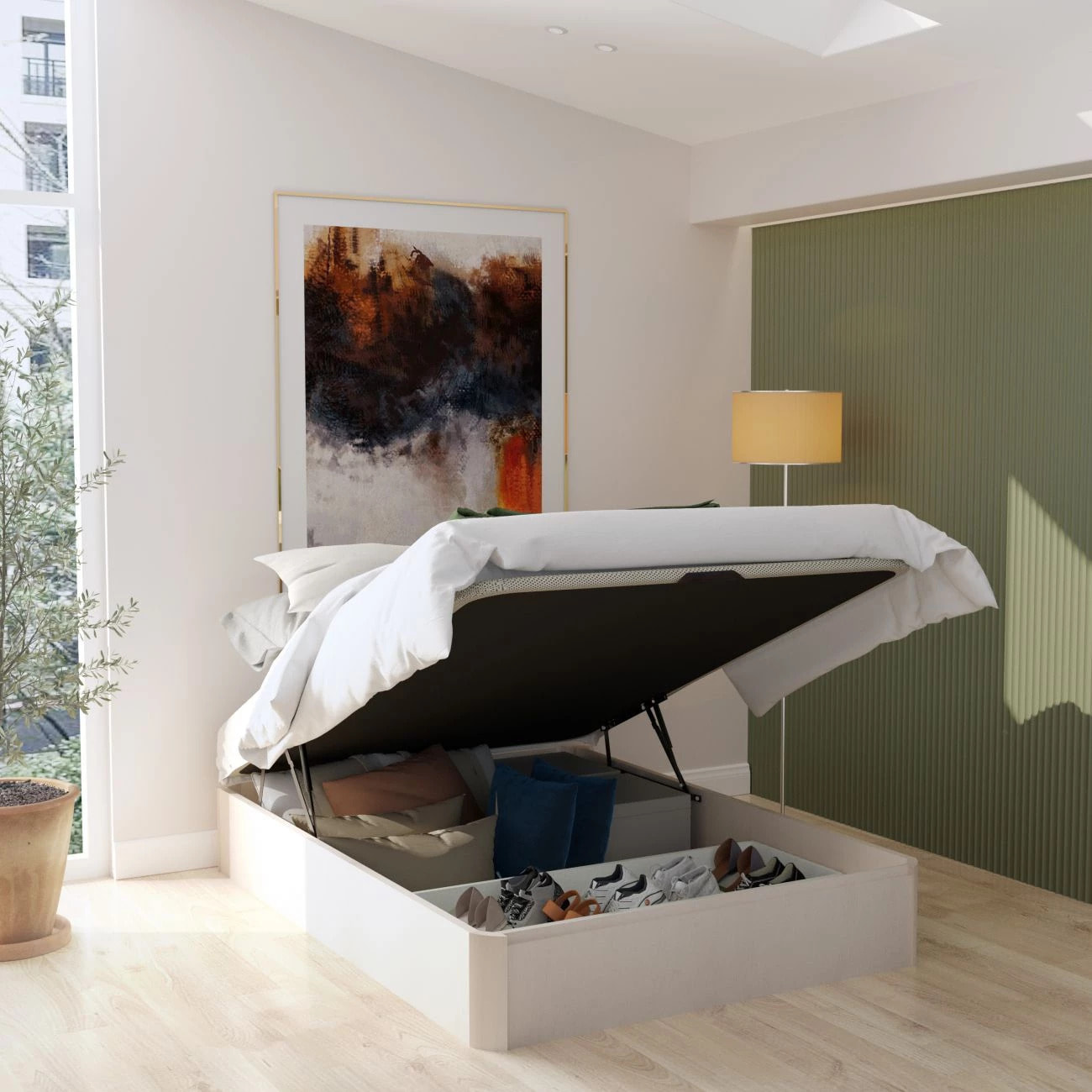 Canapé con zapatero 135x190 cm en artic Luxury Plus 3D Artic