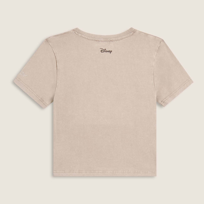 T-shirt cropped da donna con Mickey Mouse in strass