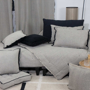 Rideau tamisant aux surjets apparents - Gris clair