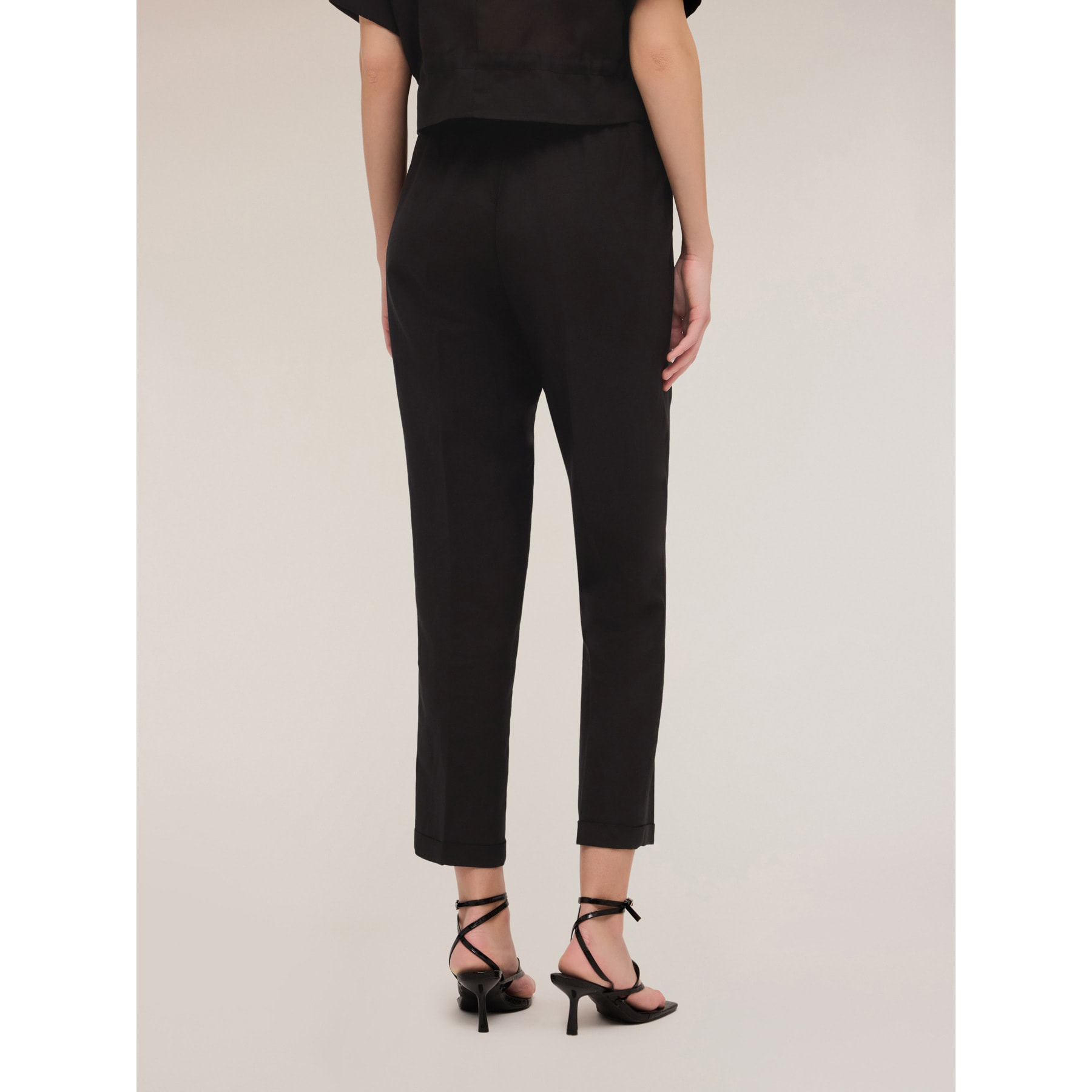 Motivi - Pantalones regular de lino viscosa - Negro