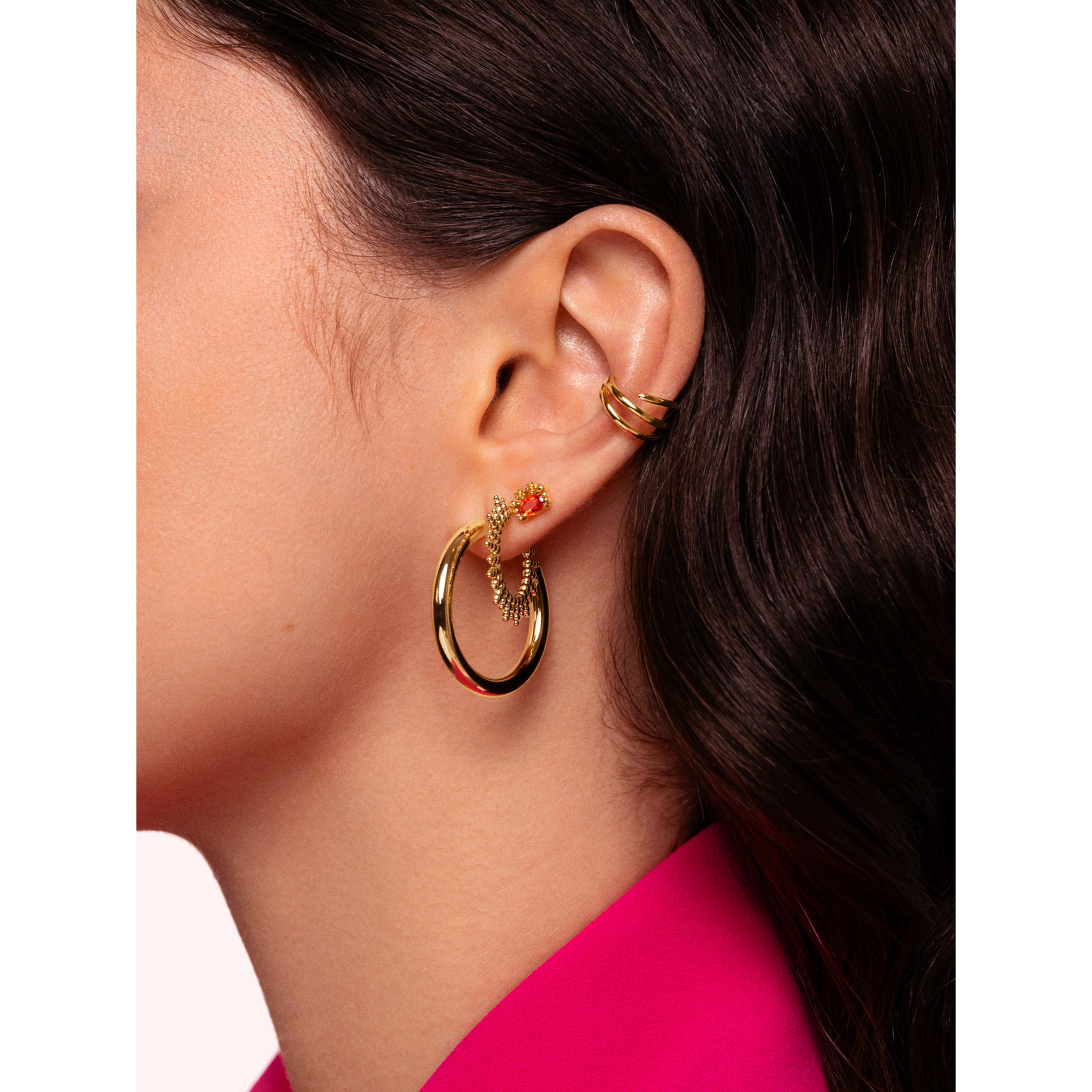 Orecchino Tube  in Acciaio Placcato Oro