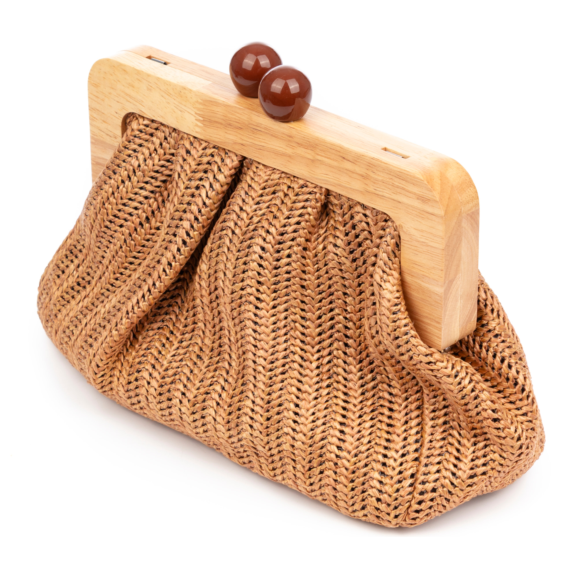 Benestare Bolso bandolera Mujer. Tela con detalles de madera natural y piel sintética.